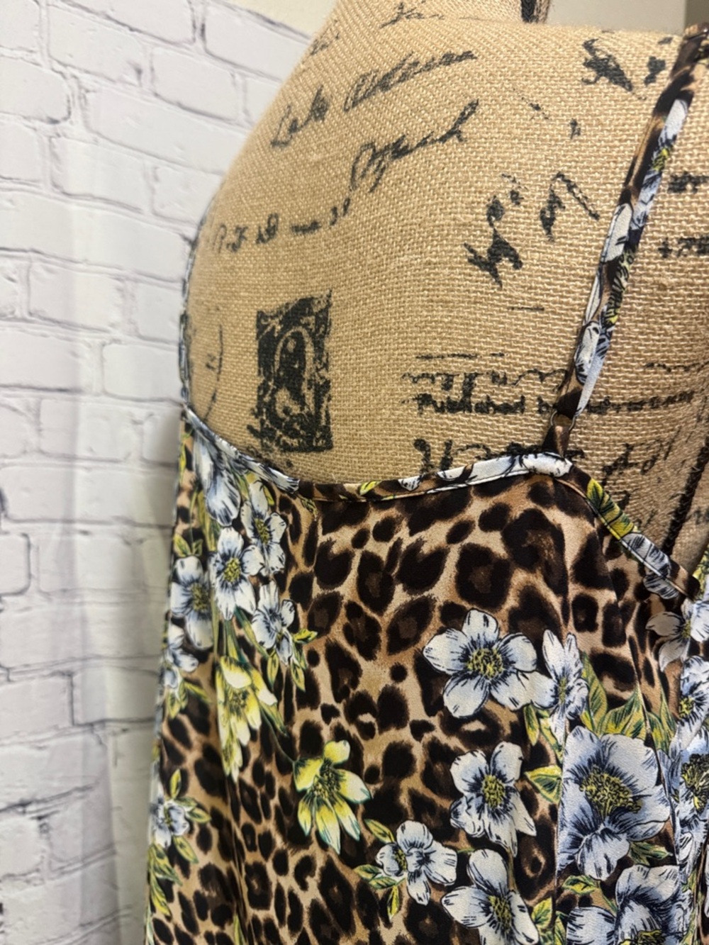 WHBM Like New Leopard Print Floral Slip Dress - Picture 4 of 9